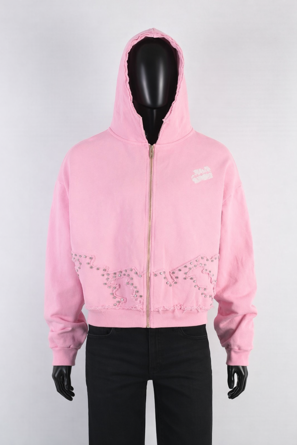 SCHOOL OF HARDROCK Studded Crop Hoodie
